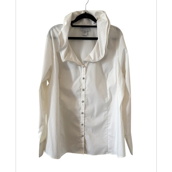 Soft Surroundings Tops - Soft Surroundings Classic Cottagecore White Long Sleeve Wire Collar Top 1X